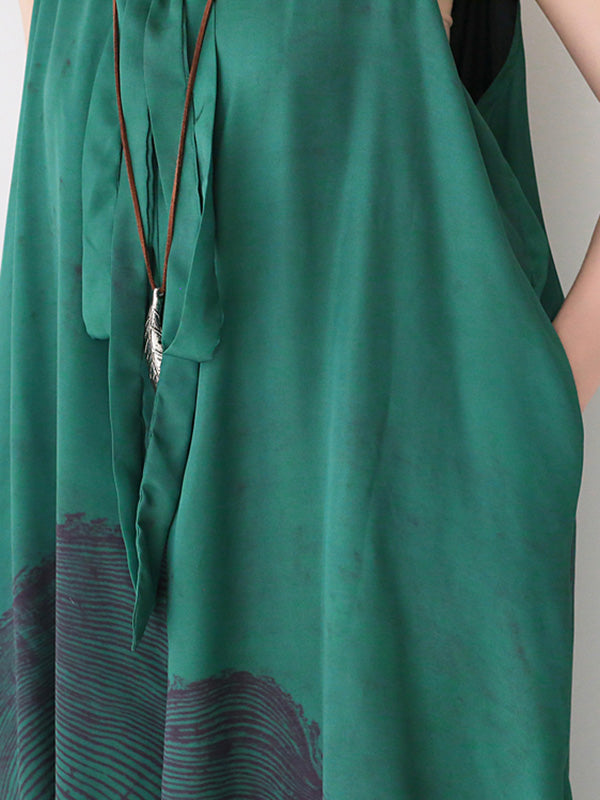 Stylish Printed Asymmetric Spaghetti-Neck Wide Leg Jumpsuits