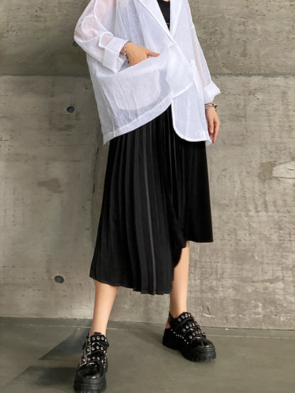 Casual Loose Pleated Asymmetric Skirts Bottoms