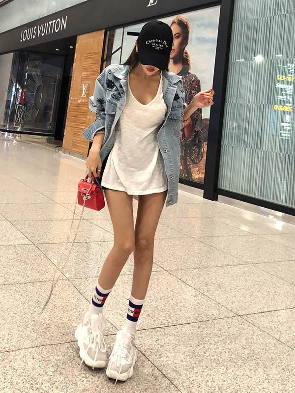 Original Solid Split-Side See-Through T-Shirts Tops