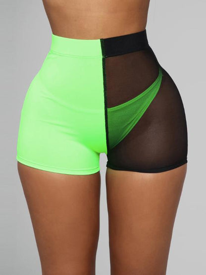 Color-stiching Mesh Shorts