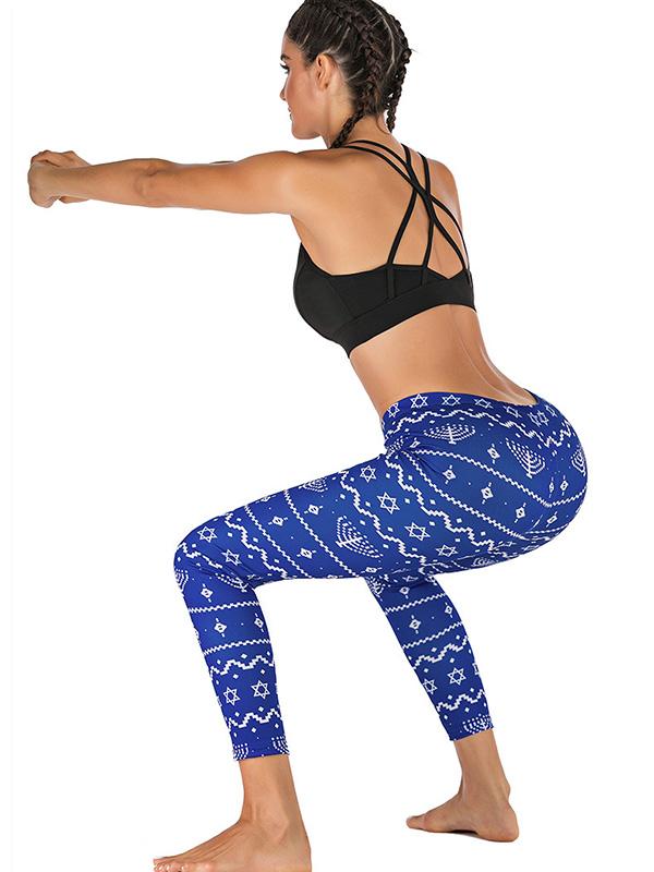 Deer Printed Christmas Element Leggings