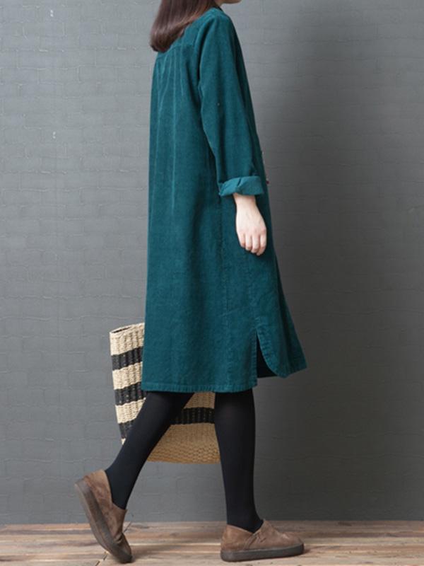 Fashion Plus Size Loose Long Sleeves Shirt Dress