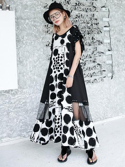 Loose Split-joint Lacy Long Dress