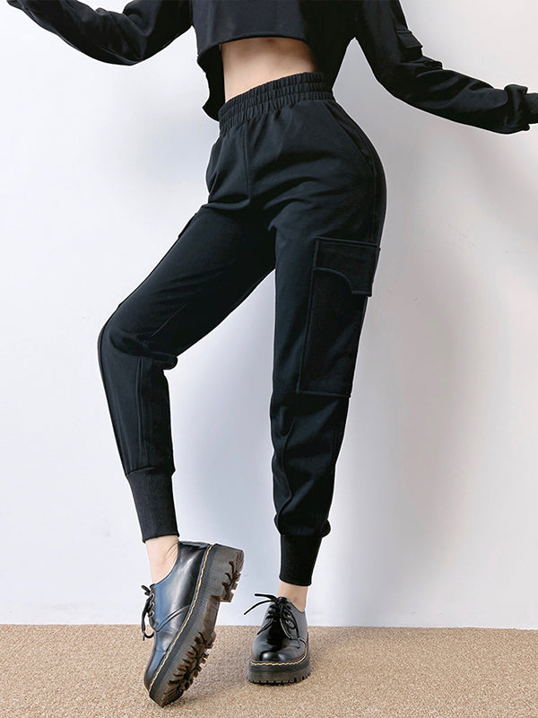 Casual Solid Color Pockets Athletic Pants