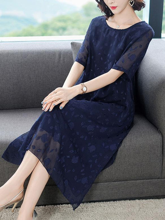 Chiffon Loose Tiered  Solid Dress