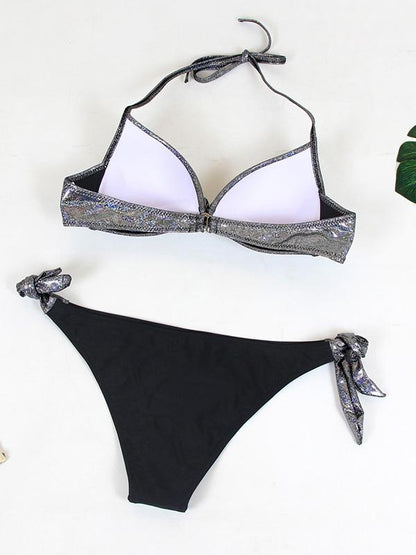 Plus Size Push-Ups Lace-up Bikini Set