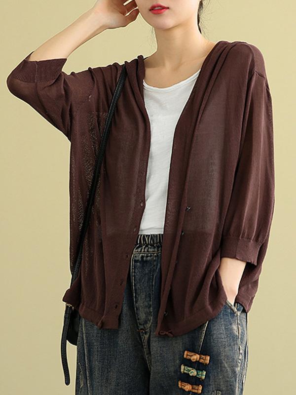 Leisure Solid Knitting Sun-Protection Outwear