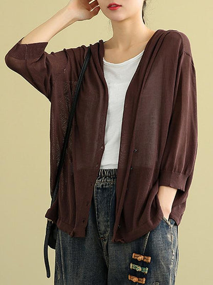 Leisure Solid Knitting Sun-Protection Outwear