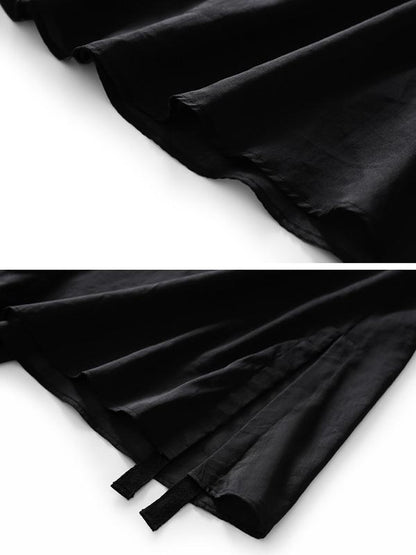 Simple Black Split-joint Split-side Long Dress