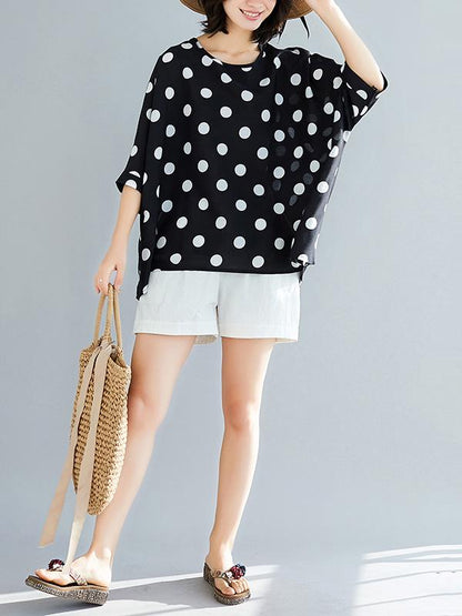Plus Size Loose Polka-dot T-shirt