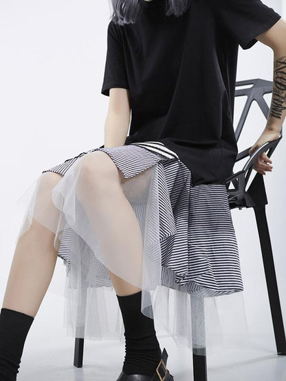 Mesh Split-joint Falbala Dress