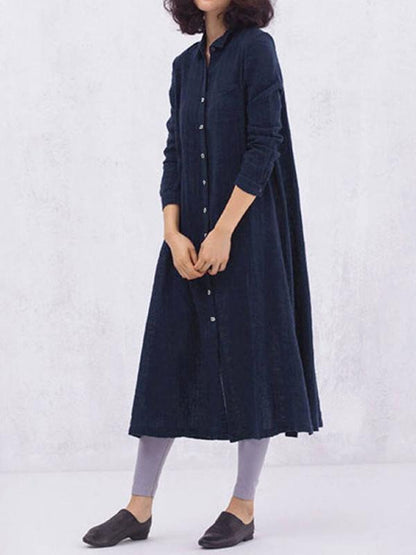 Loose Cotton Split-side Long Shirt