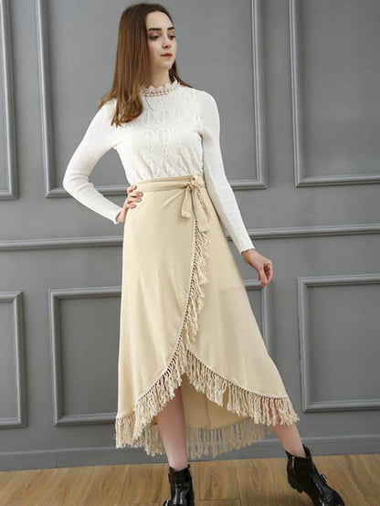 Apricot Asymmetry Bandage Skirt Bottoms