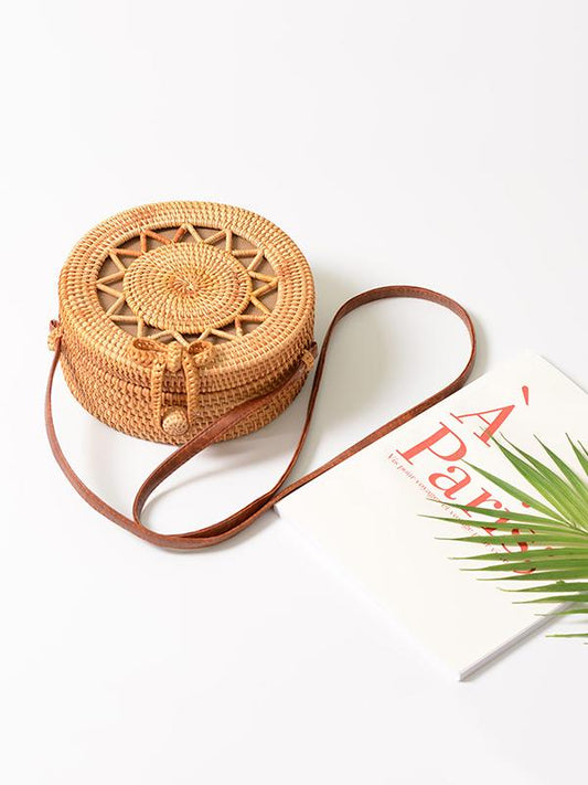 Hollow Bowknot Fresh Rattan Little Bag