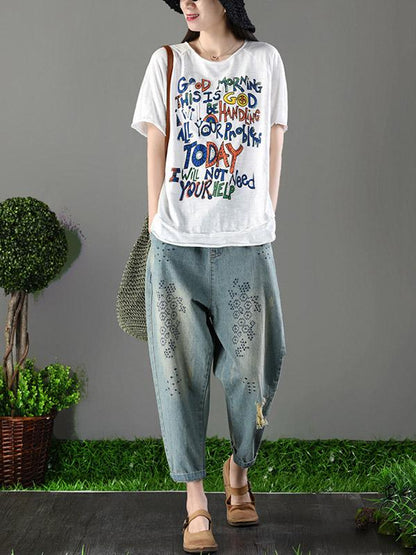 Simple Letter Printed T-shirt
