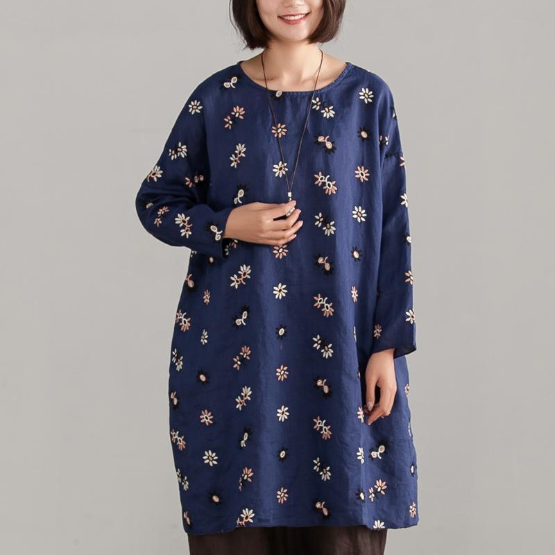 Embroidery Long Sleeve Loose Casual Women Blouse