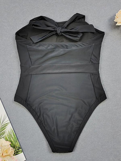 Strapless Splice One-Piece Swimwear