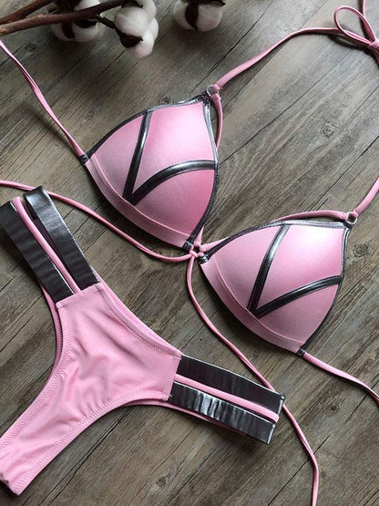 Scrunch Lace-up Split-joint Bikini Set