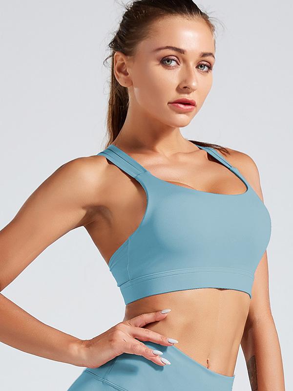 Solid Intersect Bandage Wireless Sports Bra
