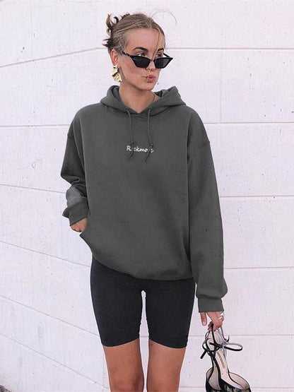 Loose Hooded Printed Sweatshirts