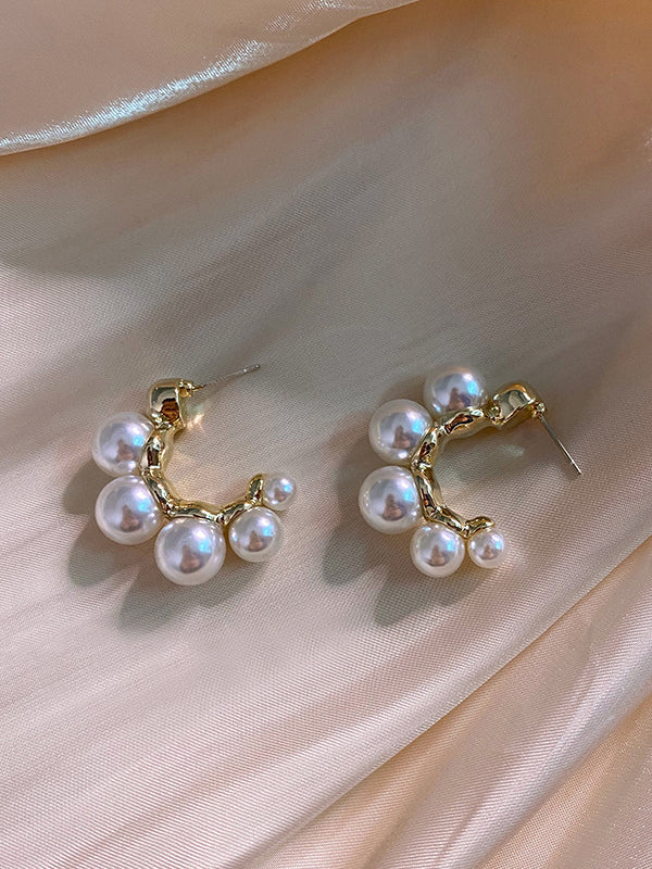 Original Vintage Pearls Geometric Earrings