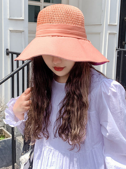 Casual Split-Joint Knitting Bow-Embellished Fisherman Hat