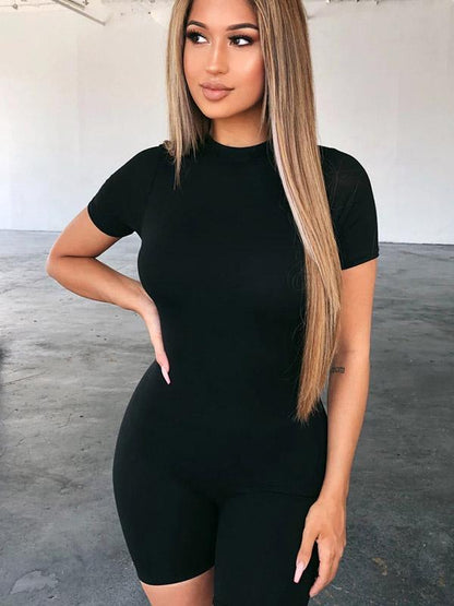 Sexy Wrap Solid Zipper Rompers