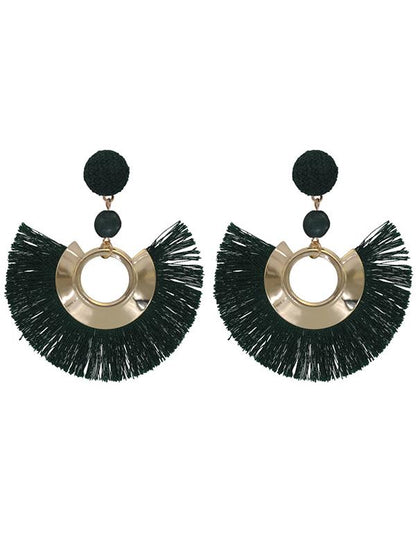 Tasseled Metal Ring Pretty Earrings