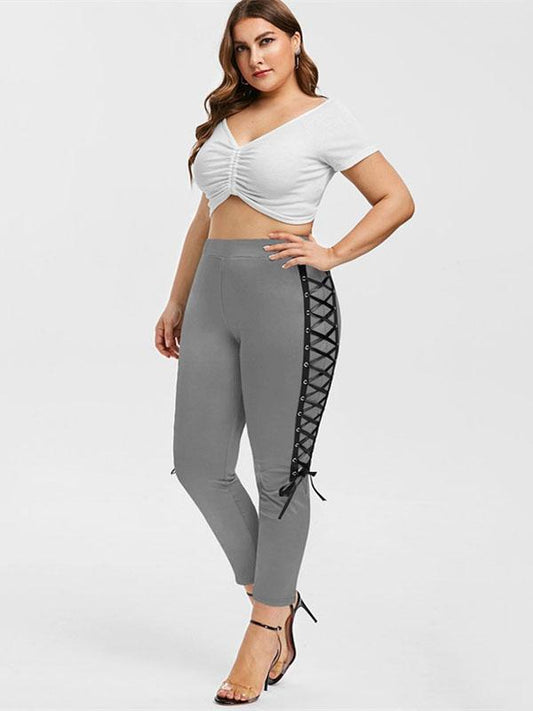 Vintage Bandage Solid Leggings Pants