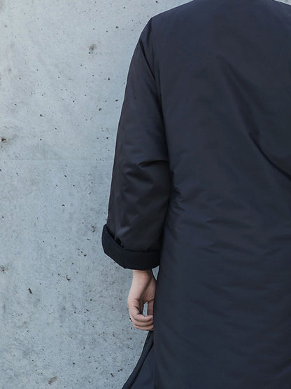 Fashion Solid Color Split-Side Long Sleeves Bandage  Cotton-Padded Coat