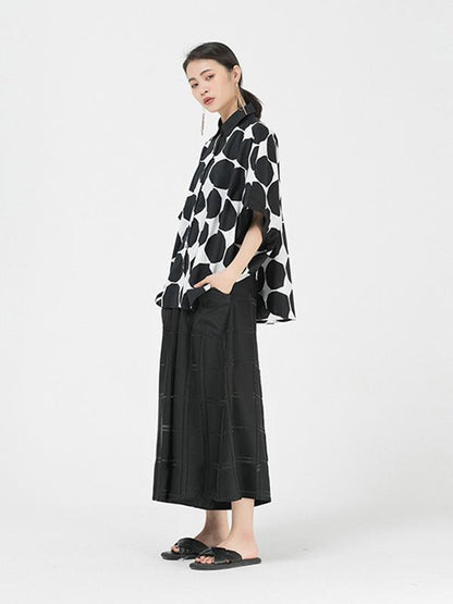 Casual Polka-Dot Batwing Shirt Blouse