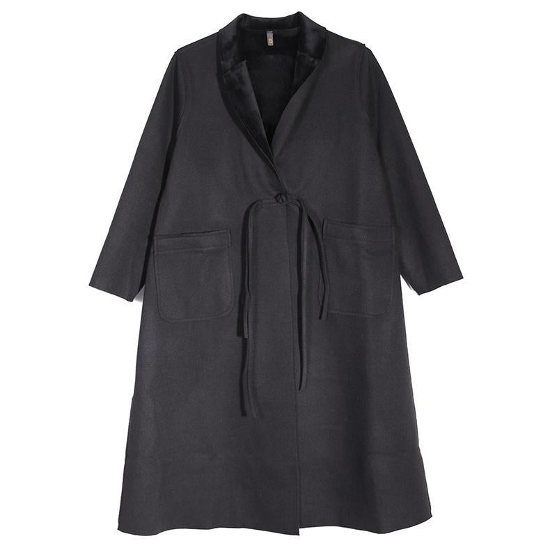 Casual Polo Collar Long Sleeve Red Women Woolen Coat