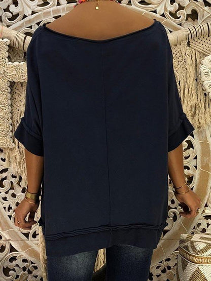 Off-The-Shoulder Seven-Quarter Sleeve T-Shirt