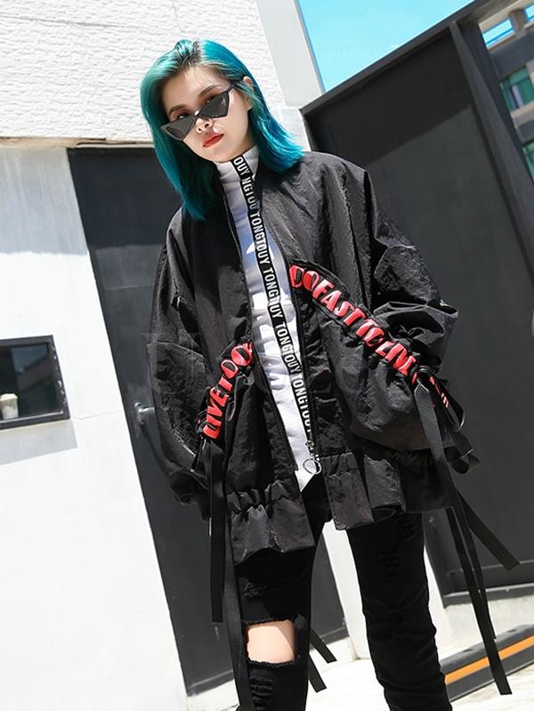 Letter Printed High-neck Bottoming T-shirt