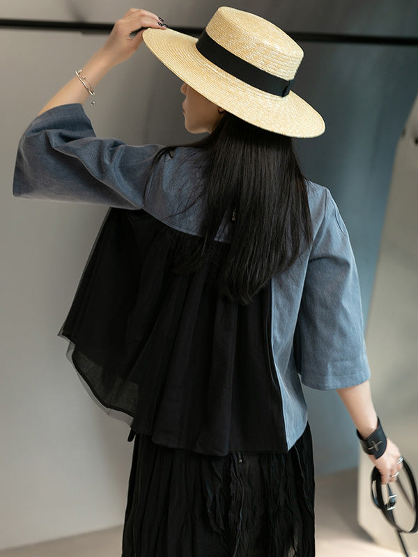 Urban Denim Split-Joint Flared Sleeves T-Shirt