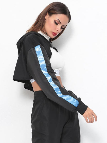 Schoolbag Button Color-block Hoodies&Jackets