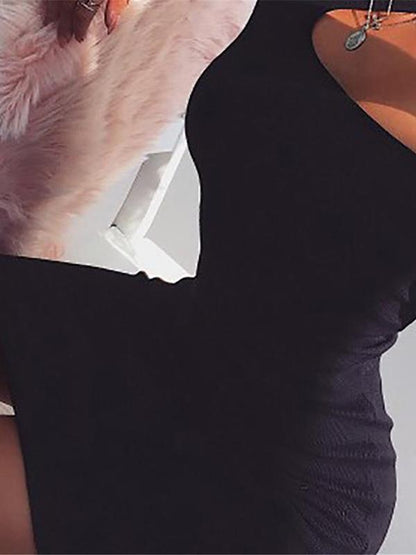 Solid Color Hallow Slim Bodycon Dress