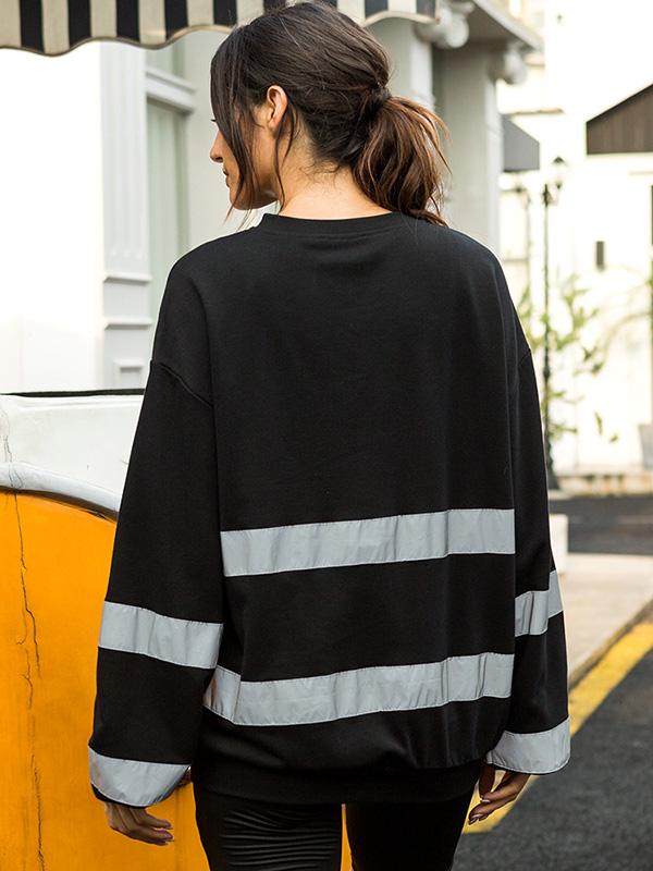 Reflective Striped Split-joint Sweatshirt