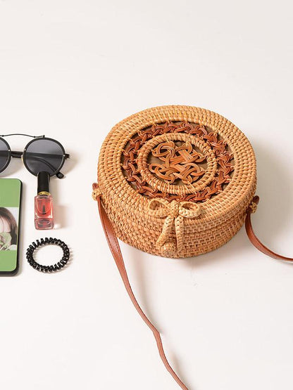 Hollow Rattan Knitting Bowknot Bohemia Bag