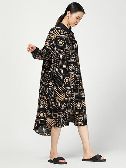 Original Designed Printed Long Polo Shirt Dress