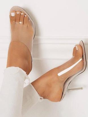 Clear Mules Peep Toe Sandal High Heels