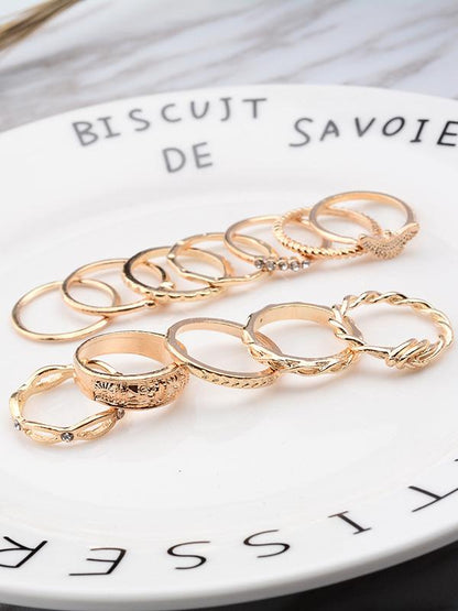 12pcs Vintage Carving Rings Accessories