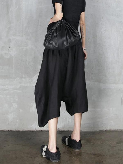 Loose Simple Black Cropped Pants