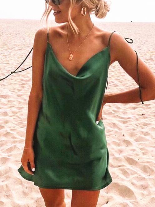 Sexy Backless Satin Mini Dresses