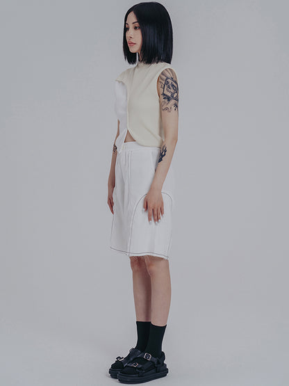 Original Irregular Contrast Color Split-Joint Vest Top
