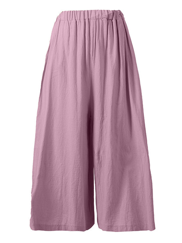 Casual 11 Colors  Solid Column Wide Leg Capri-Pants