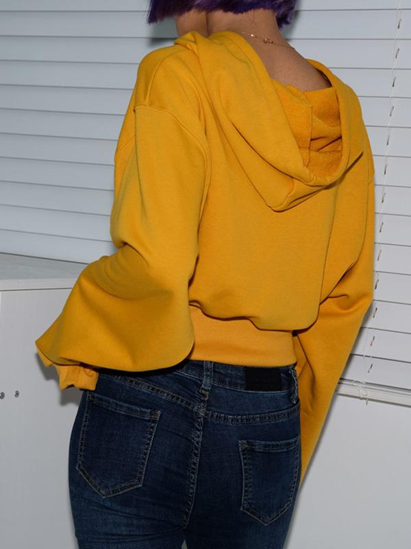 Casual Solid Loose Hoodies&Sweatshirt Tops