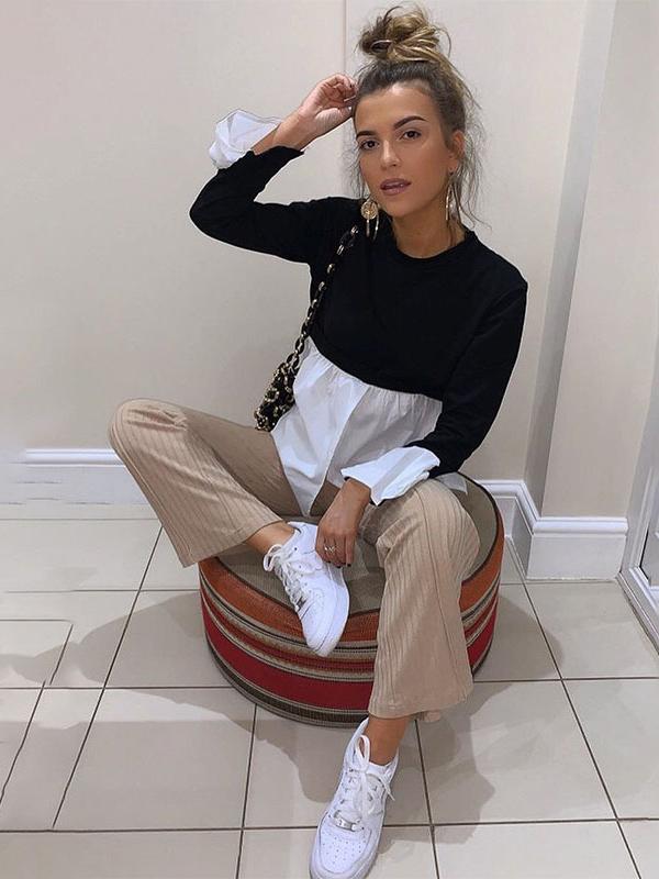 False Two Split-joint Cropped Blouse