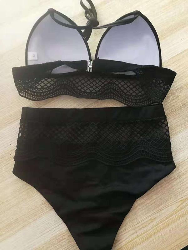 Sexy Solid Lace Bikini Set