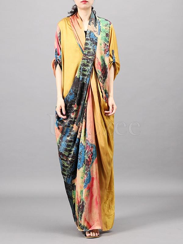 Casual Split-joint Silk Long Dress